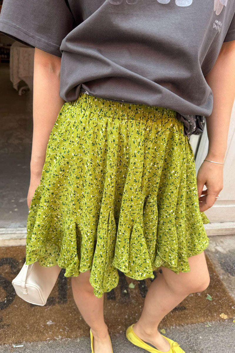 Irregular Floral Flowy Mini Skirt